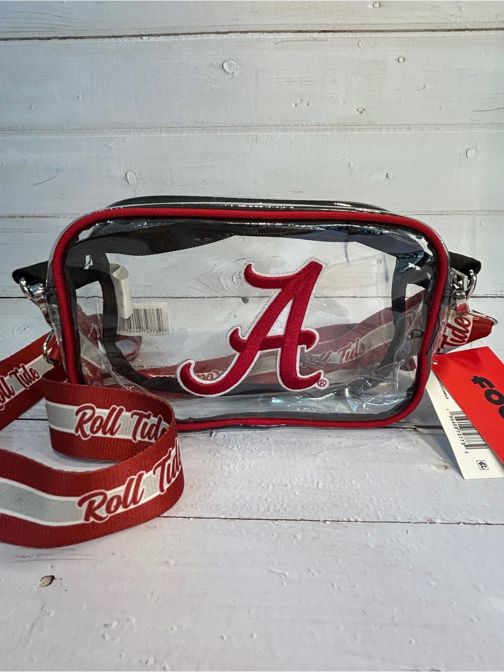 NCAA Alabama Crimson Tide Stadium Team Stripe Clear Crossbody Bag by FOCO